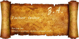 Zacher Andor névjegykártya
